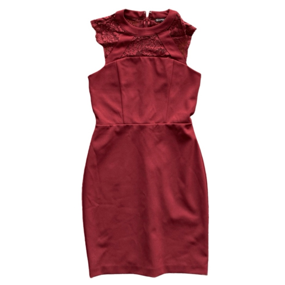 Express size 4 sleeveless red bodycon dress. Lace on the chest. Never worn